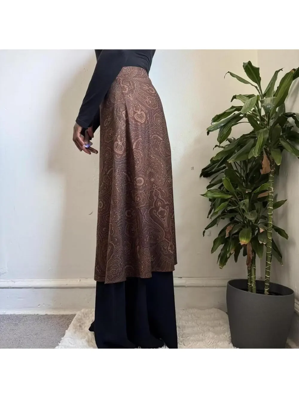 Vintage Y2K K Petite Paisley A-Line Midi‎ Skirt - Size 10P